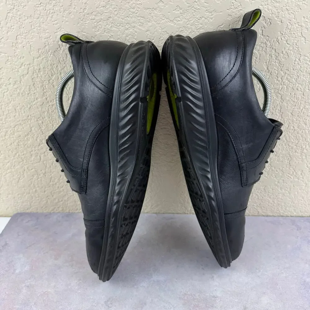 ECCO ST.1 Hybrid Mens 10-10.5 Black Leather Cap Toe Derby Dress Shoes EU 44